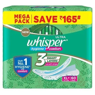 Whisper Ultra Clean Sanitary Pads Xl60 Pcs