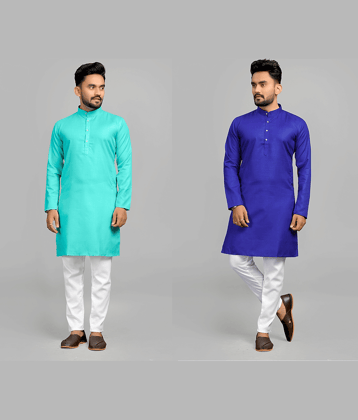 Fashionfricks Muticolor Cotton Blend Men's Regular Kurta ( Pack of 2 )
