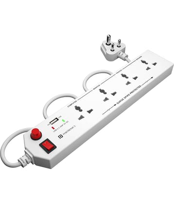 Portronics Power Plate 4:With 4 Power Sockets +1USB Port Power Converter ,White (POR 1292)