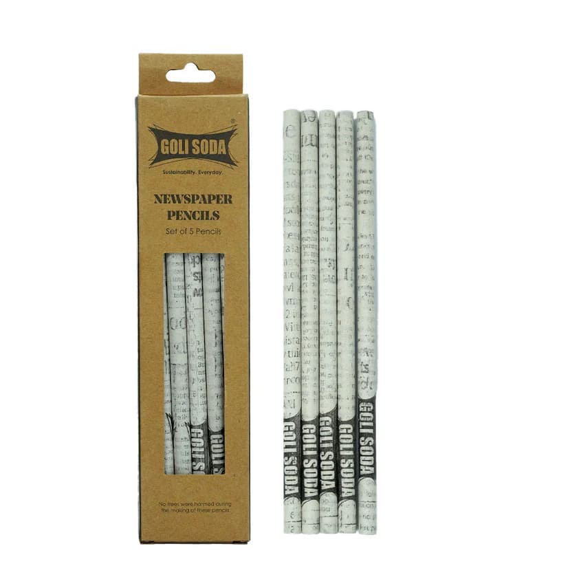 Goli Soda Upcycled Plain Newspaper Pencils (Pack Of 10)