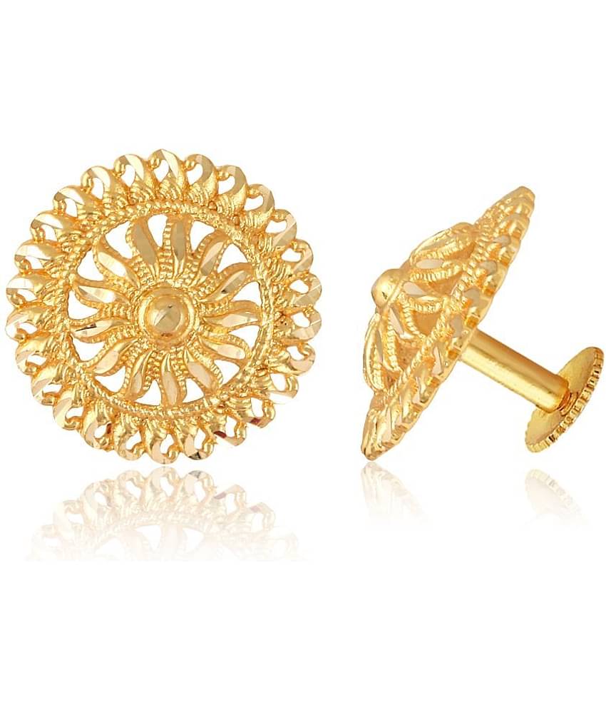 Vighnaharta Golden Stud Earrings ( Pack of 1 )