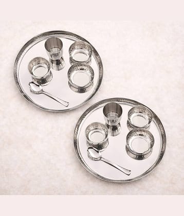 Visaxmi Steel Dinner set of 12 Plain Stainless Steel Dinner Set ( Pack of 12 ) Silver
