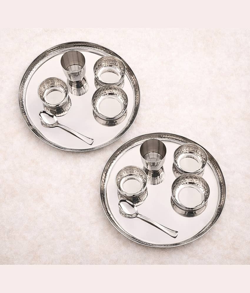 Visaxmi Steel Dinner set of 12 Plain Stainless Steel Dinner Set ( Pack of 12 ) Silver