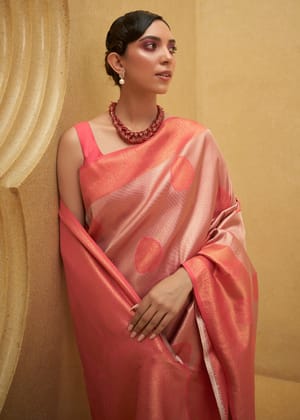 Dual Shade Pink Woven Kanjivaram Silk Saree