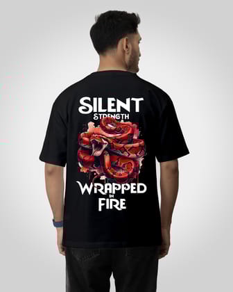 Silent Strength: Wrapped in Fire Red Unisex t-shirt oversized t-shirt-S / Black