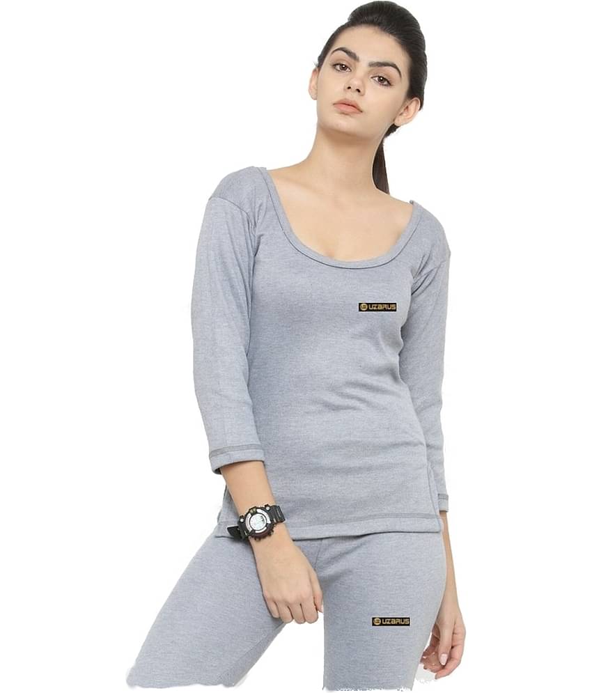 Uzarus Cotton Blend Topwear - Grey