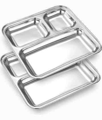 Dynore 2 Pcs Stainless Steel Silver Partition Plate