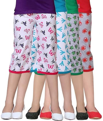 Sini Mini Pack of 4 Girls Cotton Capris ( Multicolor )