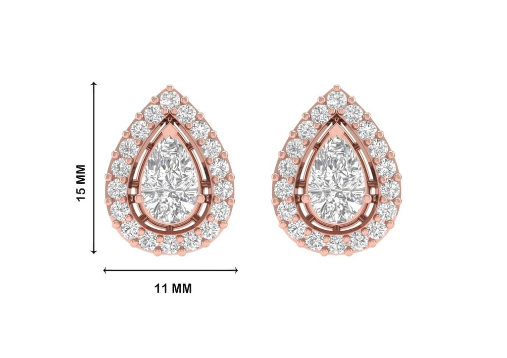 Teardrop Halo Solitaire Studs