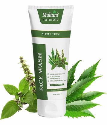 Multani Naturals Neem & Tulsi Face Wash Neem with Antibacterial & Anti-Inflammatory & Anti-Fungal Properties 100ml