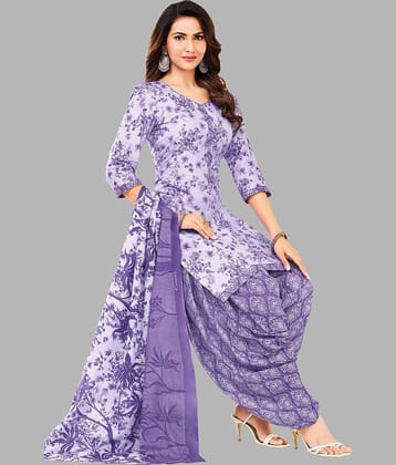 shree jeenmata collection Women Cotton Printed Straight Kurti With Patiala Salwar ( Purple )