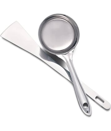Dynore Silver Steel Flipper Spatula ( Pack of 2 )