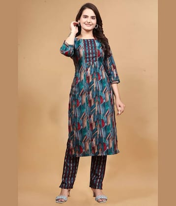 YAGNIK FASHION Women Rayon Solid Straight Kurti With Pants ( Green )