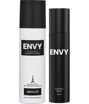 Envy Absolute120ml,Envy Men EaudePerfume 60ml Deodorant Spray for Men 180 ml ( Pack of 2 )