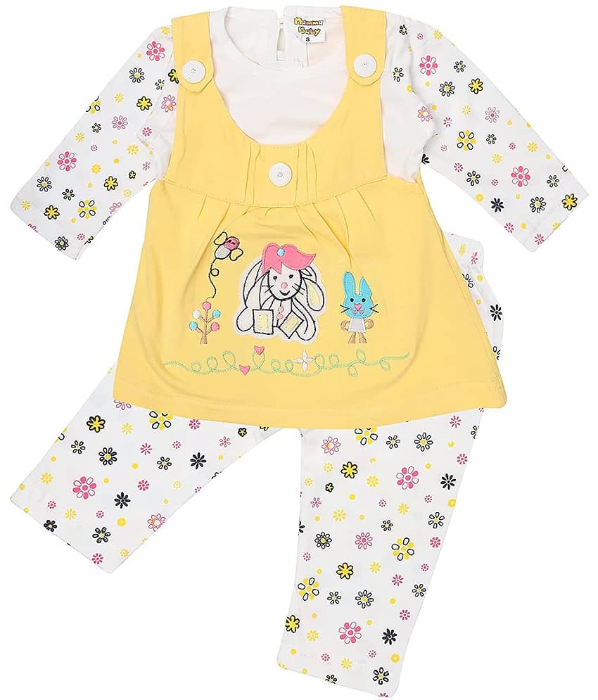NammaBaby Baby Girls Cotton Blend Dresses ( Yellow )