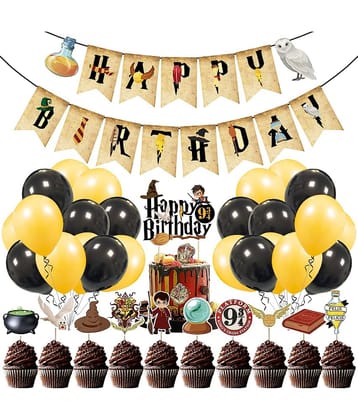 Zyozi Harry Potter Birthday Decorations, Hary Poter Birthday Party Supplies for Kids, Hary Poter Party Decorations Include Letter Banner, Balloon, Cake Topper and Cupcake Toppers (PACK OF 37)
