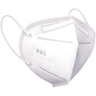 (Pack of 10) N95 Reusable Unisex Face Mask, 5 Layered Filtration With Melt Blown and Hot Air Cotton Layers (White)