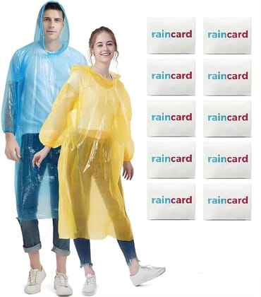 (10 pcs Unisex Disposable Rain Card for Emergency Use Waterproof with Smallest Pocket Size| Easy to Carry & and Reusable 2 3 time wear Thin Plastic Multi Color Free Size RANDOME COLOR