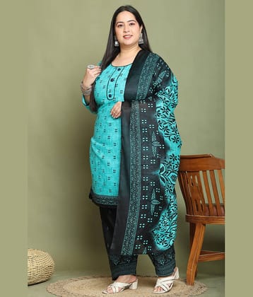 Rajnandini Cotton Blend Printed Kurti With Patiala Women's Stitched Salwar Suit - Green ( Pack of 1 )