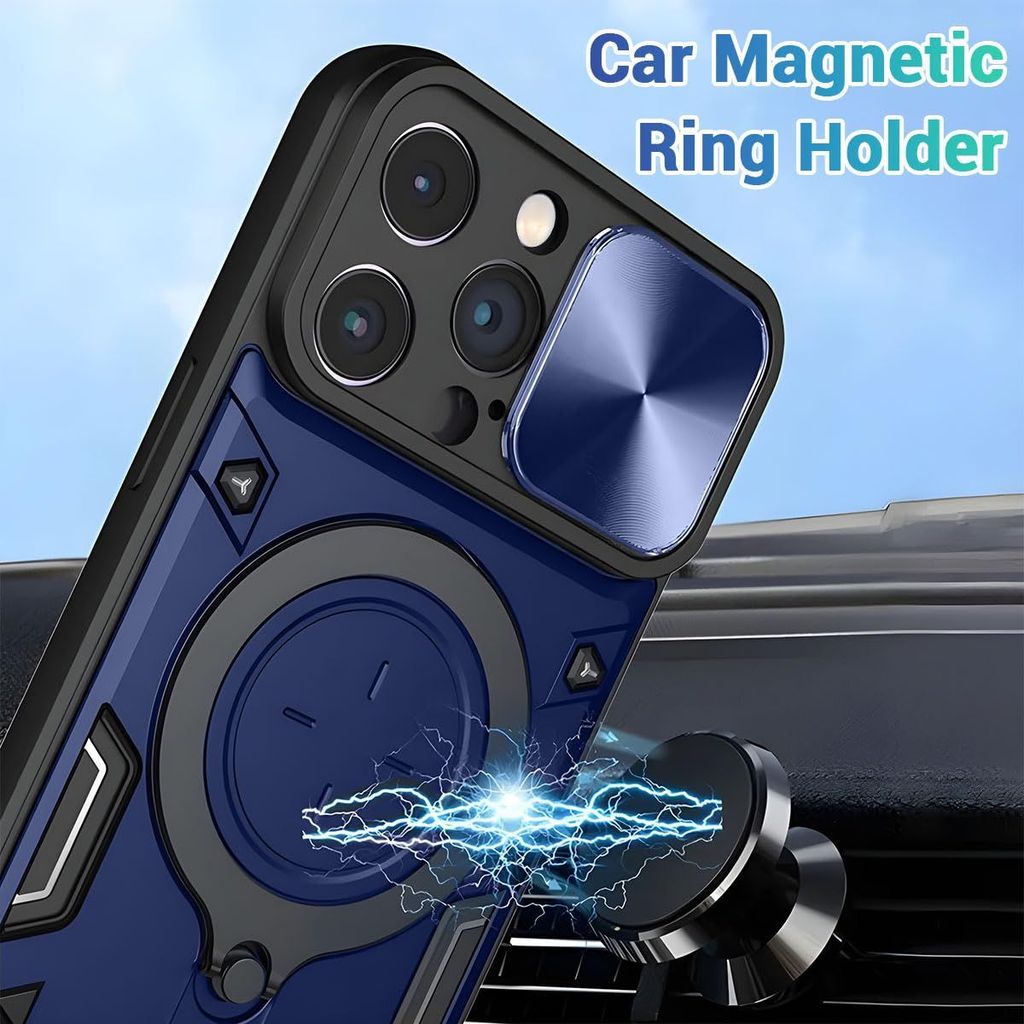 LIRAMARK Case Cover Compatible with Apple iPhone 12 Pro (6.1 inch) with Stand & Slider Camera Military Grade Protection