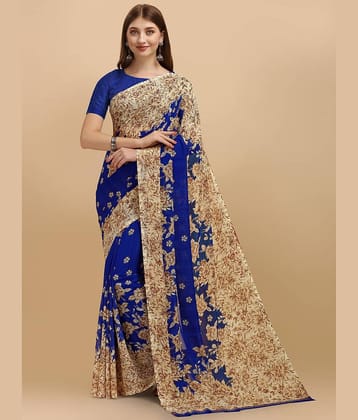 LEELAVATI Georgette Printed Saree With Unstitched Blouse Piece ( Multicolor )