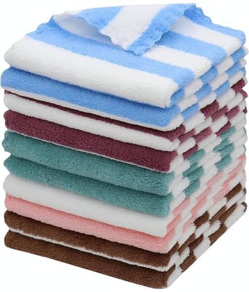 Suraj Enterprises Microfibre Striped Face Towel 301-350 GSM ( Pack of 6 ) - Multicolor