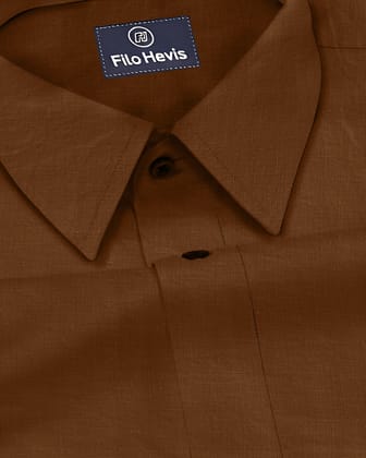 Men's Pure Linen Casual Shirt - Orange-M