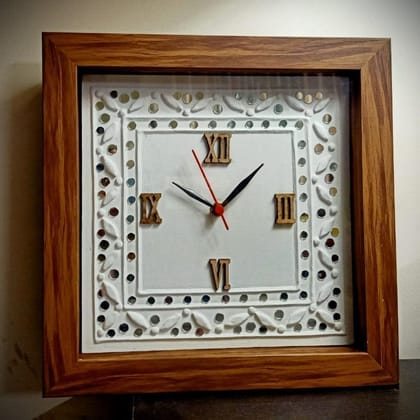 Kutch Lippan Mud & Mirror Work Wall Clock Square