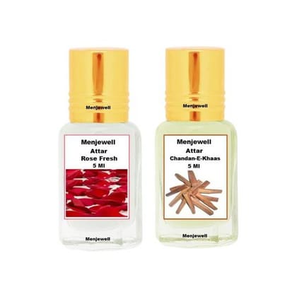 Menjewell Chandan E Khaas, Rose Fresh Attar, 5 Ml (Pack of 2)