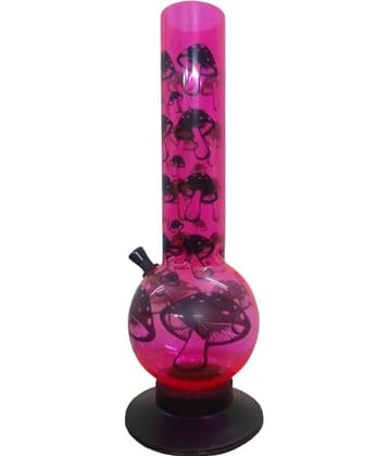 PUFF SMART 12 Inch Mushroom Print Acrylic Waterpipe Bong (Pink-Mushroom)