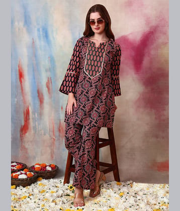 Tissu Women Printed Tunic With Trousers Co-Ord Set ( Multicolor )