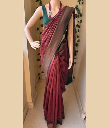 fab woven Art Silk Woven Kanjeevaram Sarees With Unstitched Blouse Piece ( Beige )