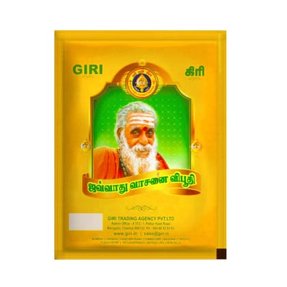 Giri Javadhu Vasanai Vibhuti | Thiruneeru | Scented Holy Ash | Viboothi | Bhasma for Pooja 50 gram Packet Giri Javadhu Vasanai Vibhuti | Thiruneeru | Scented Holy Ash | Viboothi | Bhasma for Pooja 50 gram Packet