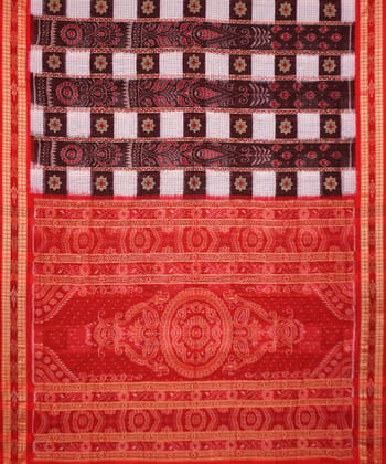 Multicolour with red handloom cotton sambalpuri saree