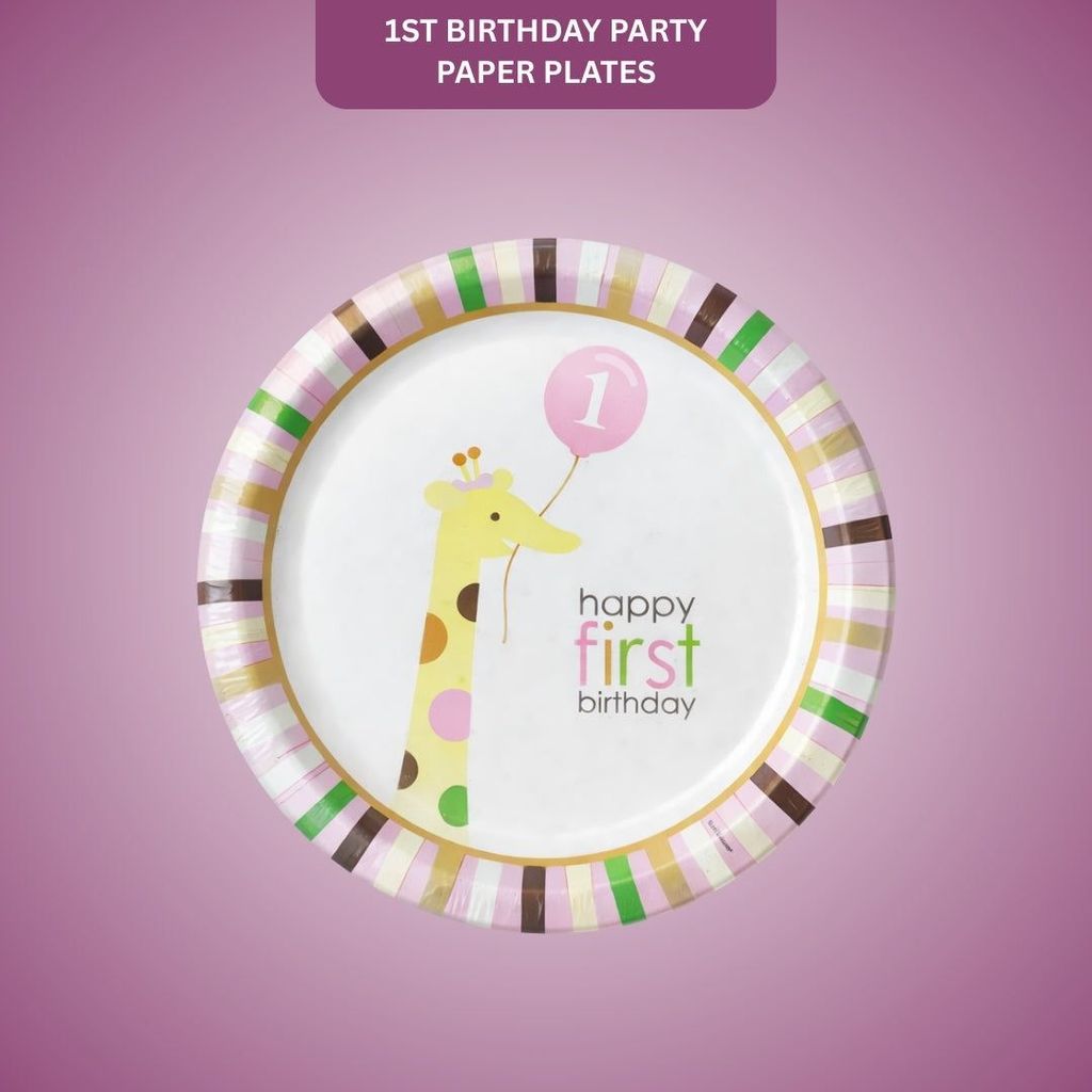 Happy 1st Birthday Party Paper Plates - 9 inches - 8PC - Party and Festive Needs | Buy online on ZillyBuy