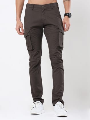 Men's Olive Cargo Solid Daily Wear | Rick Rogue-36