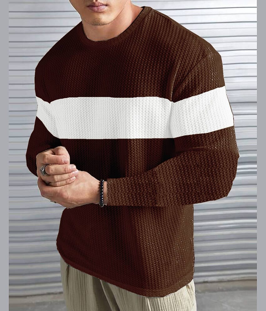 LEWEL Polyester Regular Fit Colorblock Full Sleeves Men's Round T-Shirt - Multicolor ( Pack of 1 )