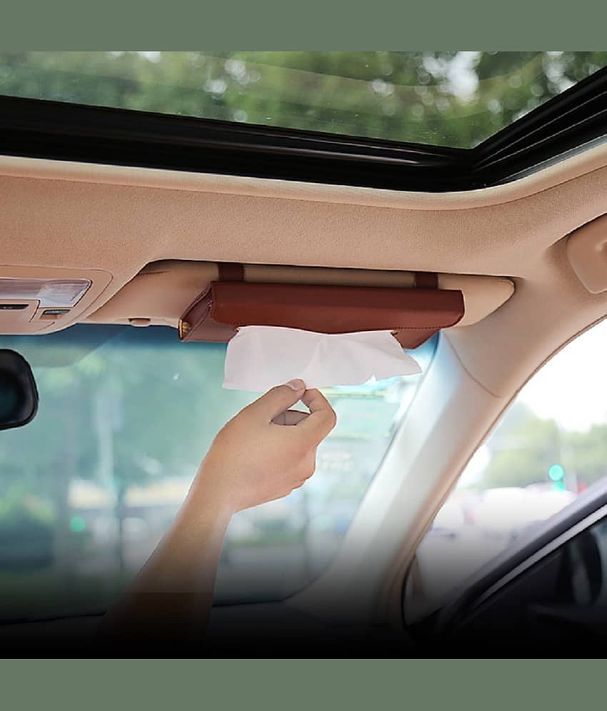 Tantra Car Tissue Dispenser Leather Brown
