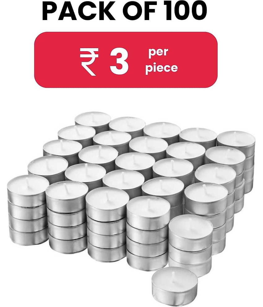 Parkash Candles - White Unscented Wax Tea Light Candle 6 cm ( Pack of 100 )