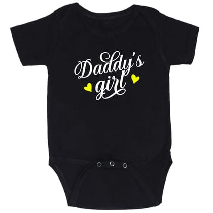 Black Daddys Girl Heart Cotton Romper For 6 To 12 Months