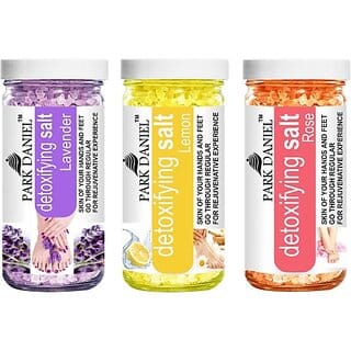 PARK DANIEL Premium Lavender, Lemon &amp; Rose Bath Salt- For Refreshing, Radiant &amp; Whitening Skin- Pedicure &amp; Manicure Salt Combo Pack of 3 Jars of 200 gms(600 gms) (600 g)