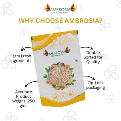 Ambrosia Premium Sunflower Seeds Pouch 250g |Raw| Unroasted (Pack of 1)