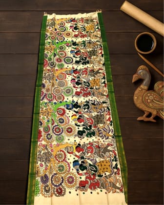 Syaahi Mangalagiri Silk Jolly Multi Color Dupatta