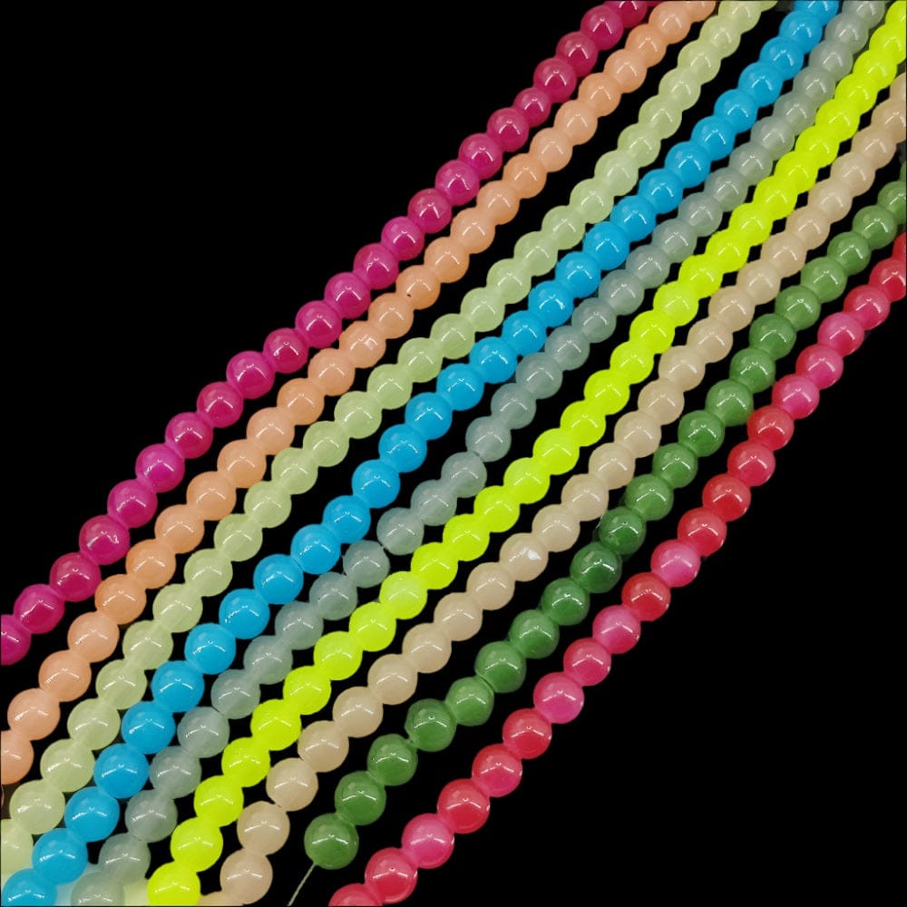Jelly Style Glass Beads 8 MM Hole 1.3 MM For Jewellery Making DIY Arts Crafts Bracelets (#OT10)-9 Strings (9 Colors x 100 Beads Each)