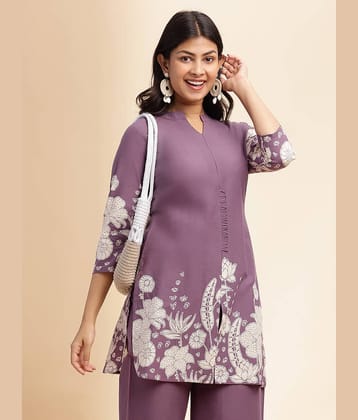 Vbuyz Women Printed Tunic With Palazzos Co-Ord Set ( Lavender )