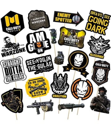 Zyozi Already to Assembly 21 Pcs Call of Duty Theme Photo Booth Props Decoration Boys Birthday Party Supplies / Birthday Photobooth Props for Party Supplies