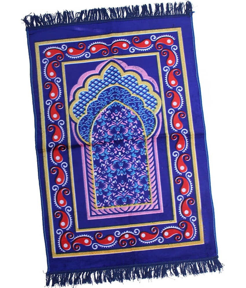 ADIRNY Blue Single Regular Velvet Prayer Mat ( 115 X 75 cm )