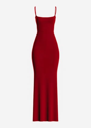 Grace Long Slip Dress-L / Red / Sleeveless