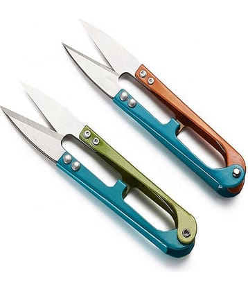 Shree Shyam™ U-shaped Yarn cutting scissors Yarn Scissors Multicolor handle Thread Cutter (Pack of 2)