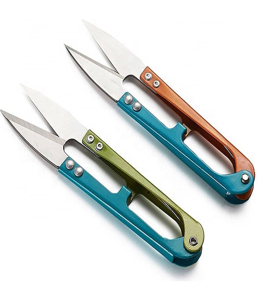 Shree Shyam™ U-shaped Yarn cutting scissors Yarn Scissors Multicolor handle Thread Cutter (Pack of 2)